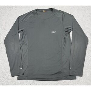 Rab Aeon LS Tee Shirt Mens Medium Gray Long Sleeve Hiking Running Athletic Top